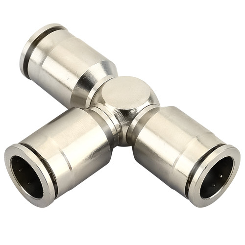 全铜镀镍快插气动气管接头金属T型三通PE4mm6mm8MM10MM12MM14MM16 - 图3