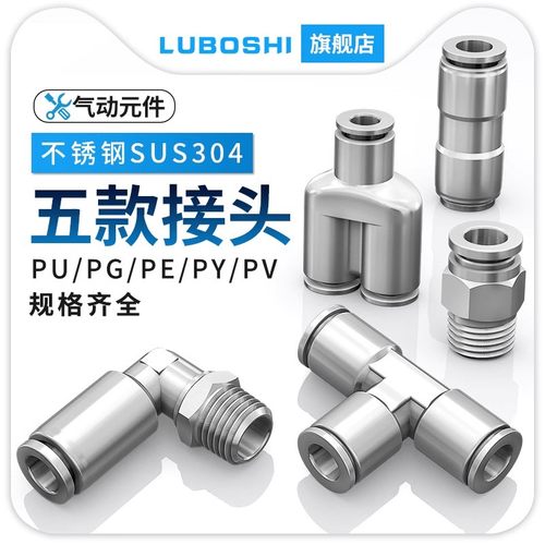 不锈钢G螺纹304气管接头PC8-G02/10-G03带密封圈直角PL6-G01快插 - 图0