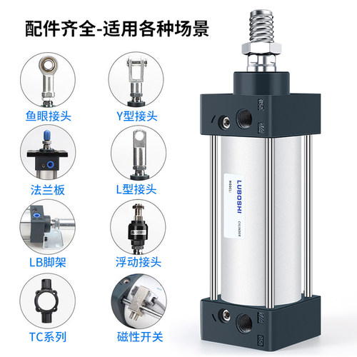 SC标准气缸EU小型气动大推力SC32X40X50X63X80X100X125-S带磁气缸 - 图2