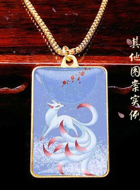 平安小狐狸男女吊坠民族风毛衣链上古九狐双面挂件白狐红灵狐项链