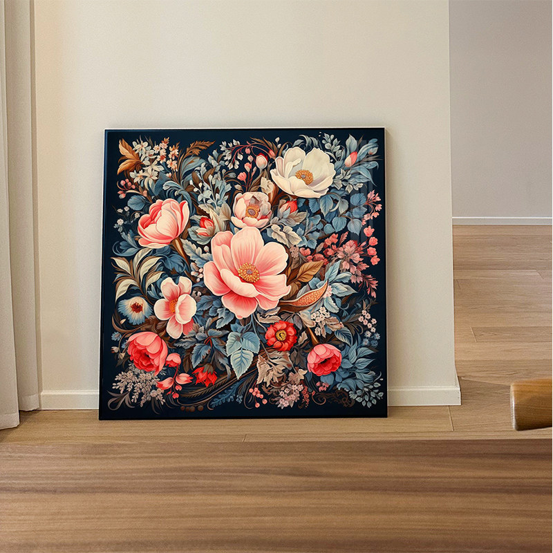 高级复古花卉钻石画2025新款满钻客厅卧室文艺装饰画手工5d十字绣,淘宝优惠券,粉丝福利购,淘宝优惠卷
