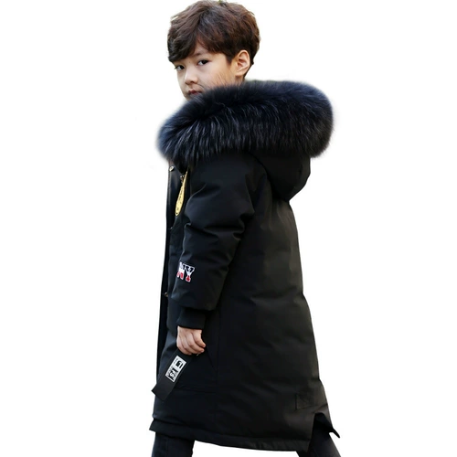 Длинный зимний пуховик для мальчиков, коллекция 2021, увеличенная толщина, средней длины, подходит для подростков, детская одежда