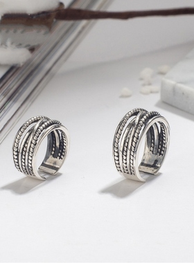 Baopu情侣银戒指s925纯银戒指潮流时尚个性泰银工艺情侣纯银戒指