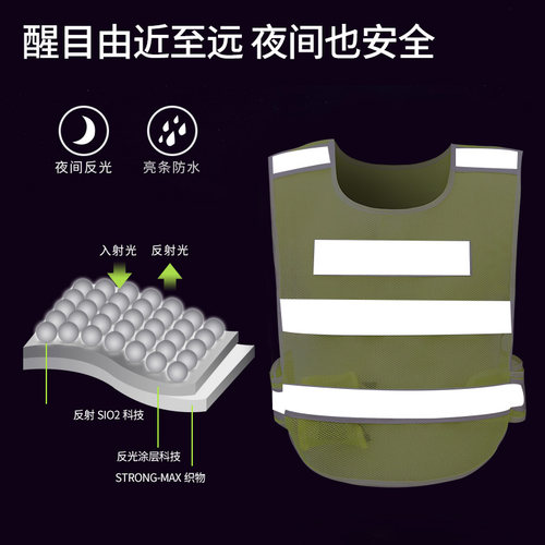 红绿灯 LED带灯反光背心充电马甲施工工程防护服反光安全服反光衣 - 图2