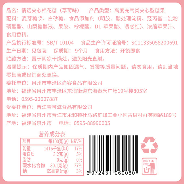 Bibizan Sandwich Cotton Candy Love Words Bulk