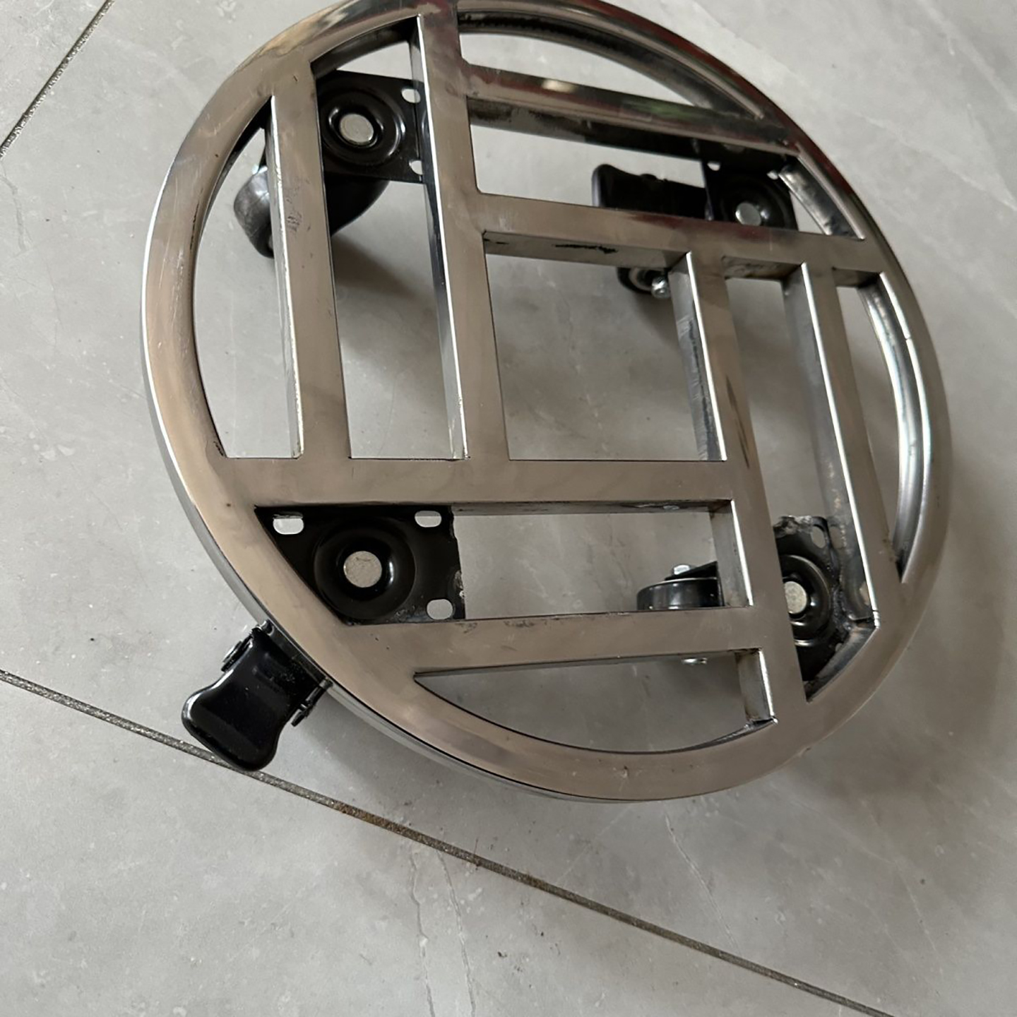 不锈钢圆形移动大花盆带轮底座万向轮花架盆景架子乌龟车置物架 - 图2