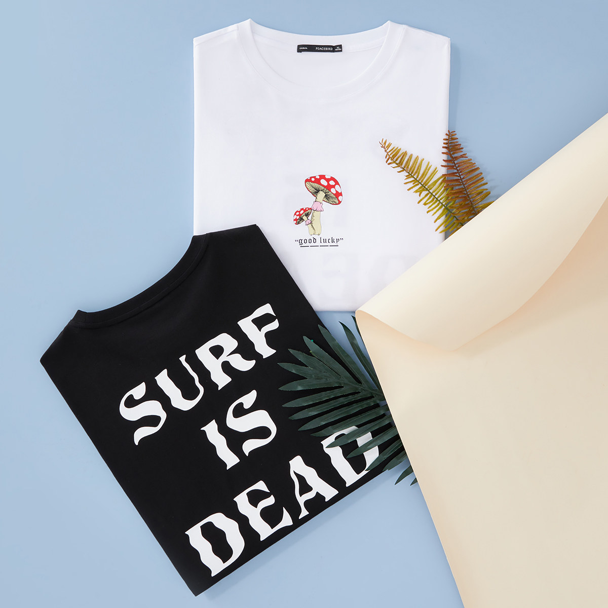 太平鸟男装夏季短袖男撞色胶印t恤 太平鸟男装outlets店T恤