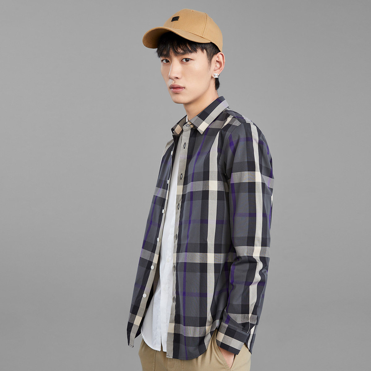 太平鸟男装奥莱秋季新款格子m衬衣 太平鸟男装outlets店衬衫