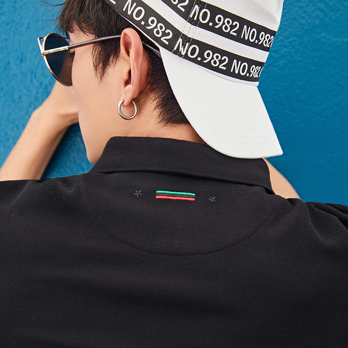 太平鸟男装夏季新款黑色保罗polo衫 太平鸟男装outlets店Polo衫