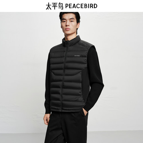 【商场同款】太平鸟男装 休闲羽绒马甲字母印花男士马甲B2AGF4246 - 图2