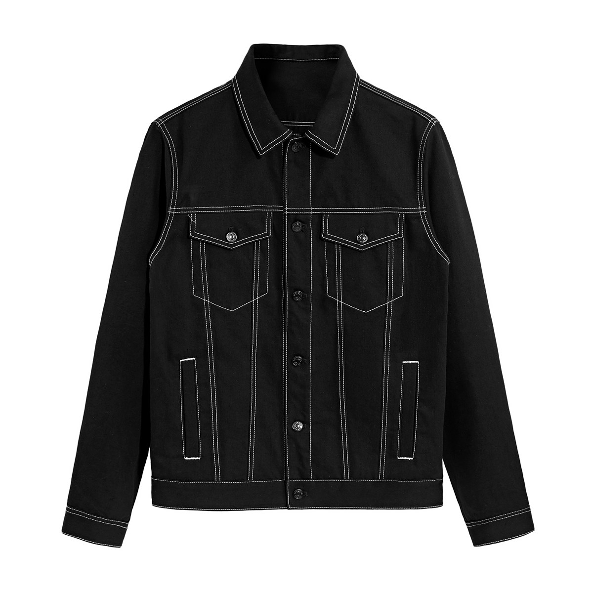 太平鸟男装奥莱牛仔男新款黑色夹克 太平鸟男装outlets店夹克