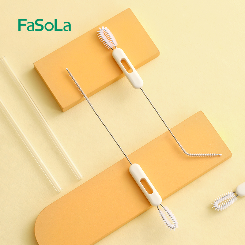 FaSoLa吸管刷子奶瓶儿童水杯清洁刷细加长厨房杯盖茶壶缝隙刷神器 - 图0