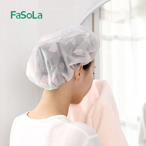 FaSoLa浴帽女防水洗澡家用成人儿童发帽浴室沐浴帽淋浴帽防油烟 - 图0