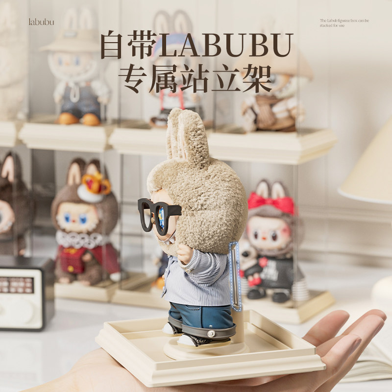 罗马柱labubu盲盒收纳展示架单个搪胶娃娃手办透明防尘展示柜盒子,淘宝优惠券,粉丝福利购,淘宝优惠卷