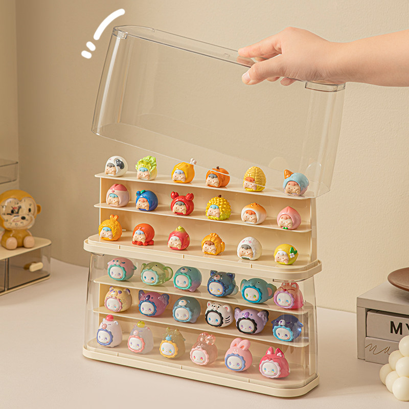 萌粒展示盒盲盒展示架收纳手办贪吃崽崽泡泡玛小摆件特透明展示柜 - 图3