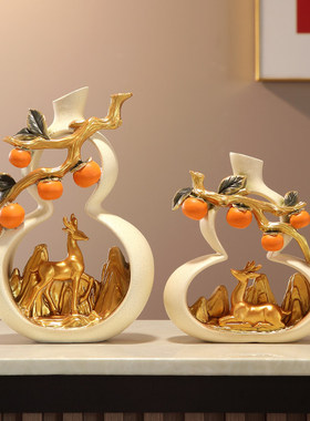 树脂装饰新中式玄关祝福花瓶摆件