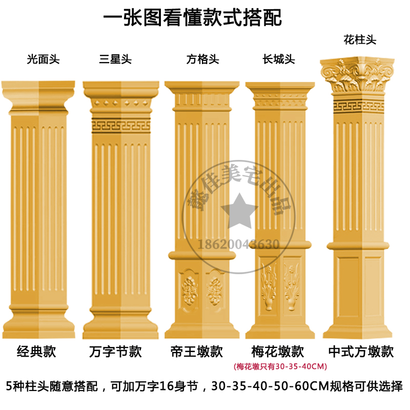 方柱带槽罗马柱子模具建筑四方模板欧式别墅大门水泥制品方形模型-图0