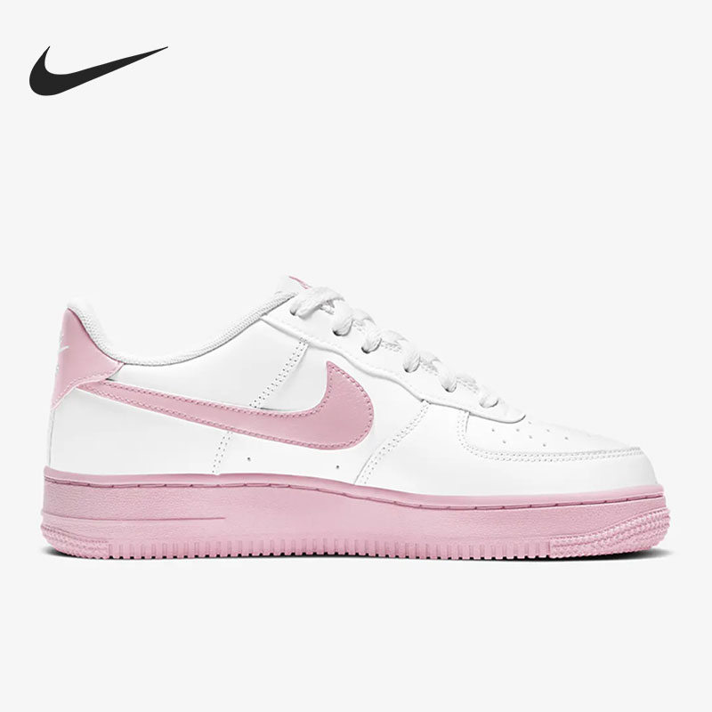 Nike/耐克正品Air Force 1 空军一号樱花粉白粉大童休闲鞋CV7663