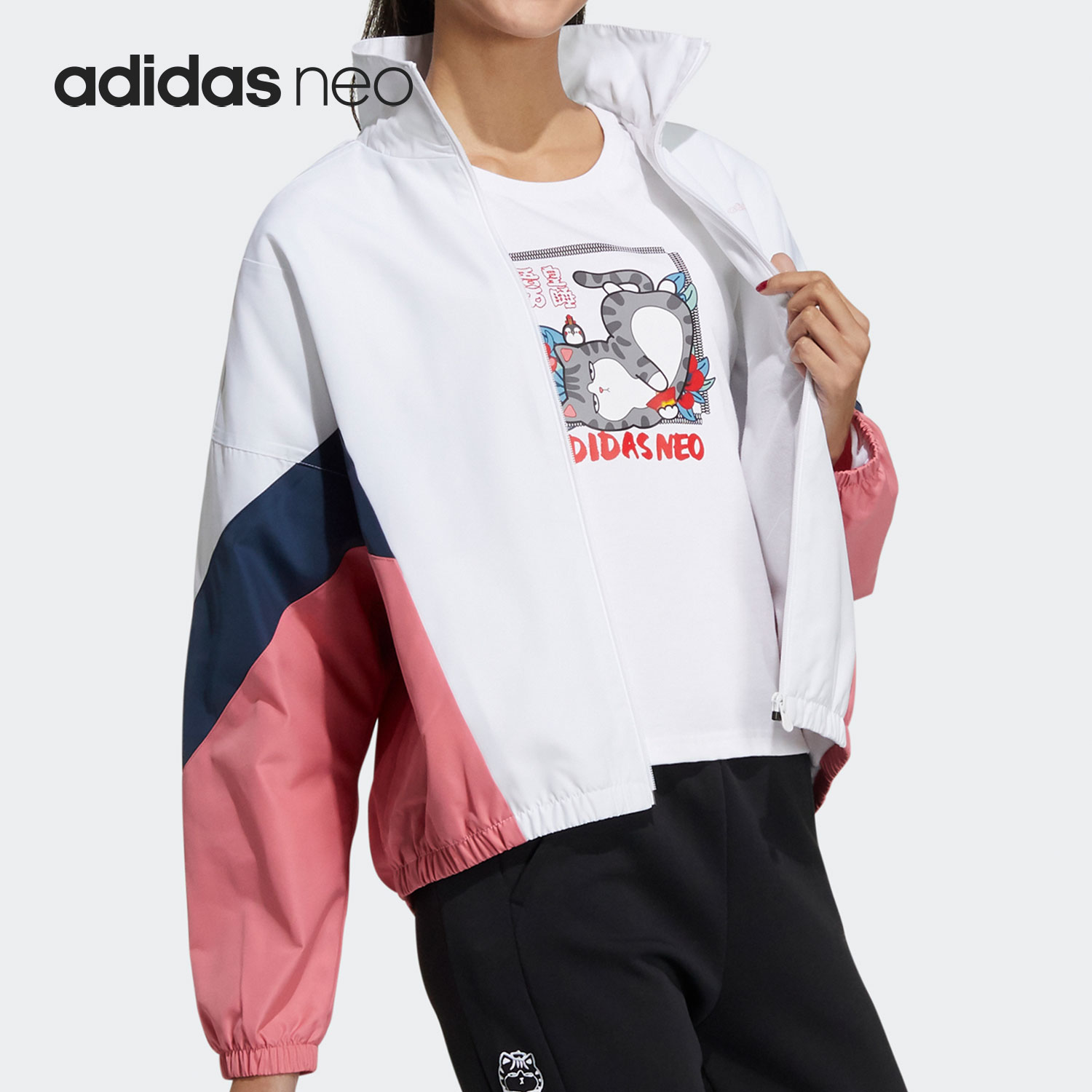 Adidas/阿迪达斯正品NEO女子加绒防风保暖休闲舒适夹克外套H45013-图0