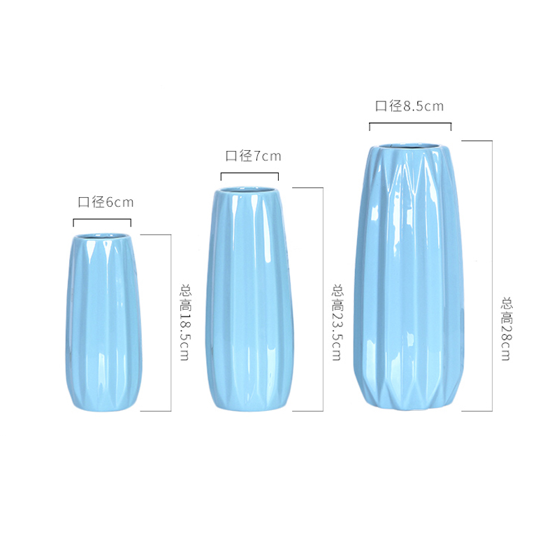 新中式小清新陶瓷花瓶插简约假花干花花器客厅餐桌家居装饰品摆件-图2