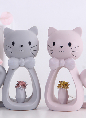 北欧风猫咪狮子客厅卧室动物摆件