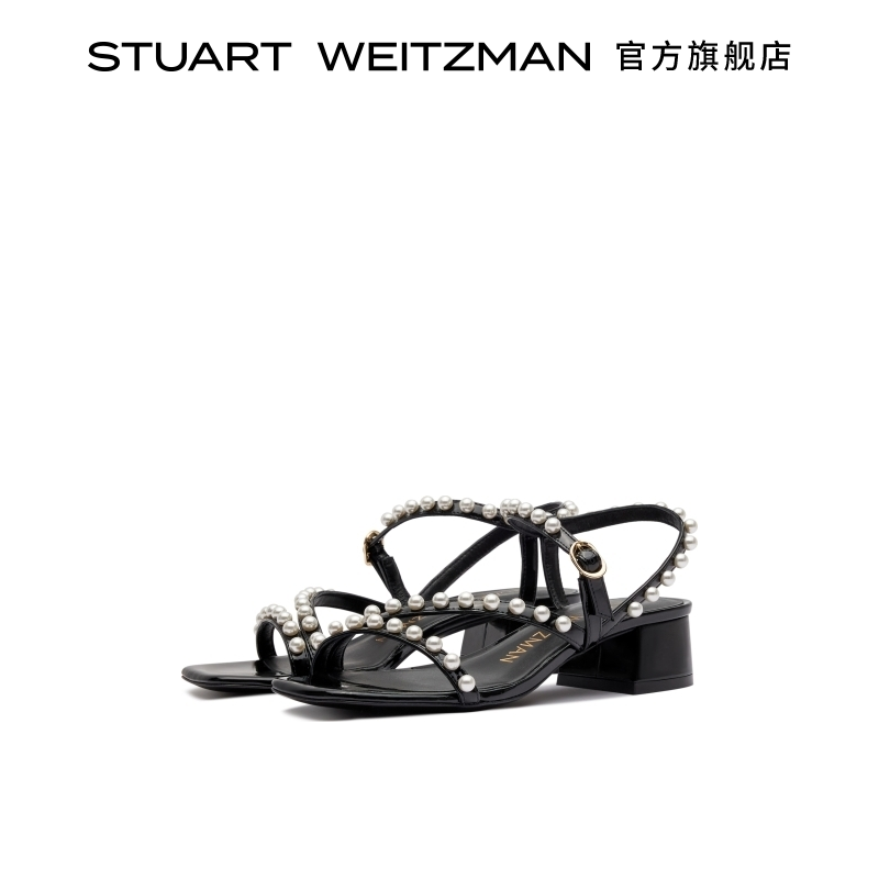 【春夏新品】SW GOLDIE 35 SANDAL 24春夏新款珍珠绑带粗低跟凉鞋 - 图0