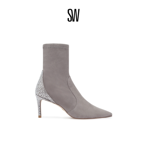 SW STUART ROYALE 75 STRETCH BOOTIE 细跟短靴女瘦瘦靴 - 图0