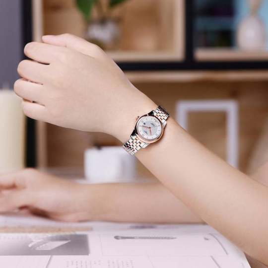 Tissot天梭1853力洛克机械间金钢带女表商务气质瑞士手表官方正品