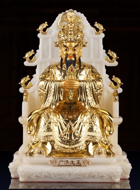 汉白玉龙五爷神像广济龙王财神像彩绘五爷像五台山财神爷真身摆件