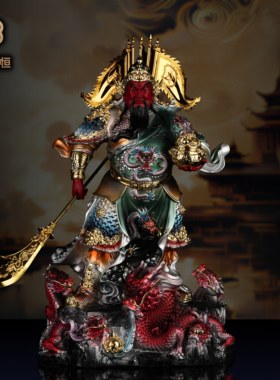 武财神九龙关公供奉神像关二爷摆件家用招财树脂公司店铺开业关羽