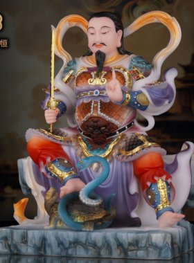 玄天大帝上帝真武大帝摆件玄武道家北极真君祖师玉石神像家用供奉