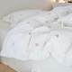 June Yubai Class A pure white cotton double layer wrinkled yarn embroidered Korean style naked sleeping skin-friendly bed sheet four-piece set