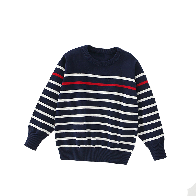 2026新中大童打底条纹套头纯棉男童毛衣圆领春秋洋气针织衫,淘宝优惠券,粉丝福利购,淘宝优惠卷