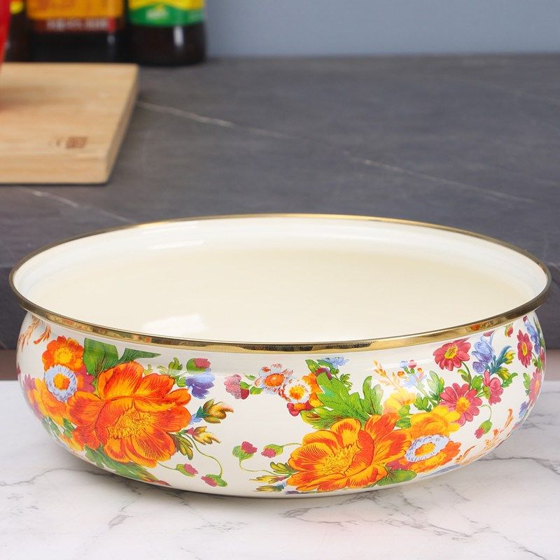 特厚金边珐琅搪瓷盆搪瓷如意盆家用汤盆打饭盆菜盆元宝盆和面盆,淘宝优惠券,粉丝福利购,淘宝优惠卷