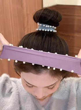 美唯韩版宽珍珠头绳橡皮筋发饰