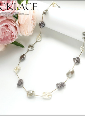 翠盈cuiying多色巴洛克不规则长款珍珠项链礼服配饰项链L095