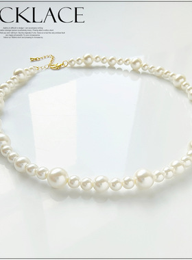 翠盈cuiying小众设计优雅白珍珠间隔串珠复古项链女配饰礼物L082