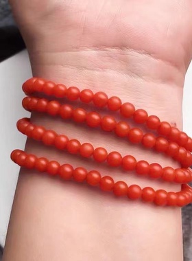 名洋天然南红手串 五岔路精品保山南红玛瑙多圈手链 女款水晶饰品
