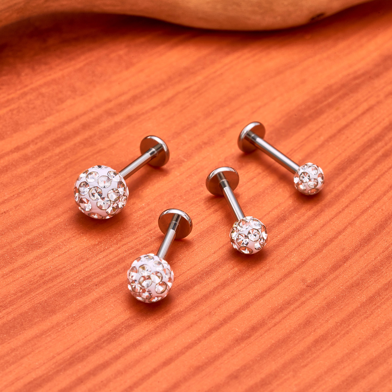 F136医用钛合金耳钉女养耳洞防过敏满钻球爆闪外螺旋时尚轻奢耳饰,淘宝优惠券,粉丝福利购,淘宝优惠卷
