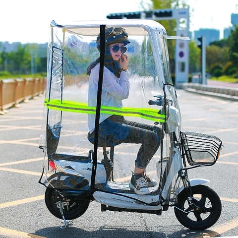 新款电动车小型踏板车篷电单车风防雨电瓶车挡风罩摩托车雨棚-图0