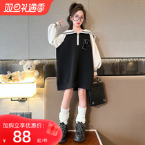 Girl Weaters Dress Spring Autumn 2023 New Ocean Gas Children Long Sleeve Navy Collars Dress Autumn Clothing Little Girls Skirt