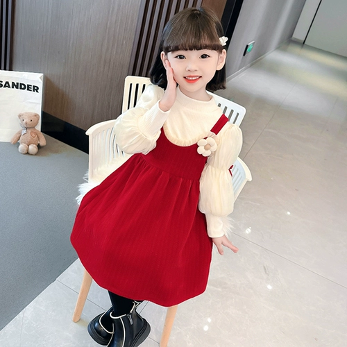 Зимнее платье, юбка, детский флисовый наряд маленькой принцессы, комплект, коллекция 2023, в западном стиле