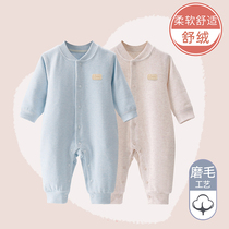 Baby spring and autumn suede pure cotton one-piece clothes baby warm beating bottom Hays autumn and winter newborns climbing clothes toddler clothes