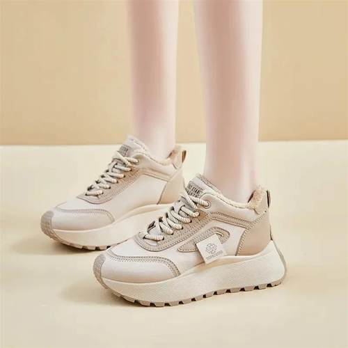 隐舒行远冬季加绒休闲鞋女ins韩版时尚百搭D厚底增高保暖防滑棉鞋 - 图2