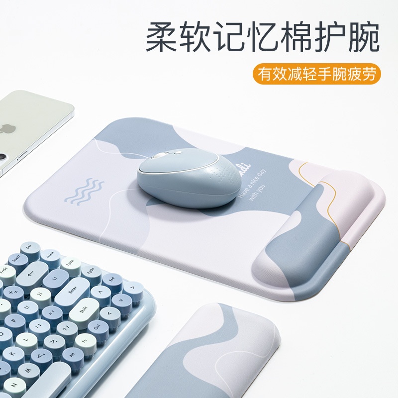 鼠标垫键盘托电脑电竞游戏办公键盘托高颜值记忆棉硅胶鼠标垫 - 图1