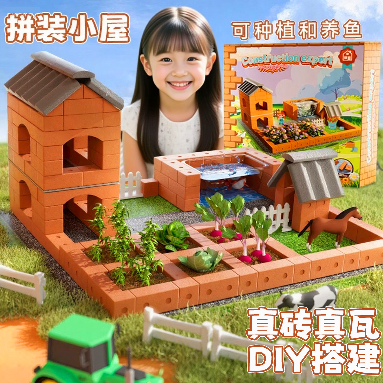 儿童泥瓦匠盖房子砌墙玩具真砖块头小建筑师手工diy小屋迷你水泥6,淘宝优惠券,粉丝福利购,淘宝优惠卷