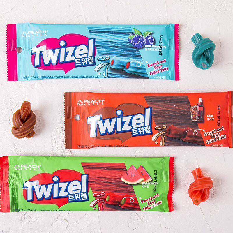 6件包邮韩国进口yem长条糖蓝莓可乐夹心螺旋扭扭糖酸甜软糖棉花糖,淘宝优惠券,粉丝福利购,淘宝优惠卷