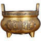 Three-legged and double-eared pure brass alloy incense burner for home use