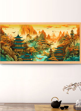 子儒画艺丙烯中式外框数字油画