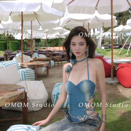 OMOM2025春夏新款连体泳衣女钢托聚拢显瘦遮肚温泉度假泳装